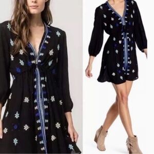 Free People Stargazer Swing Embroidered Mini Dress Size M